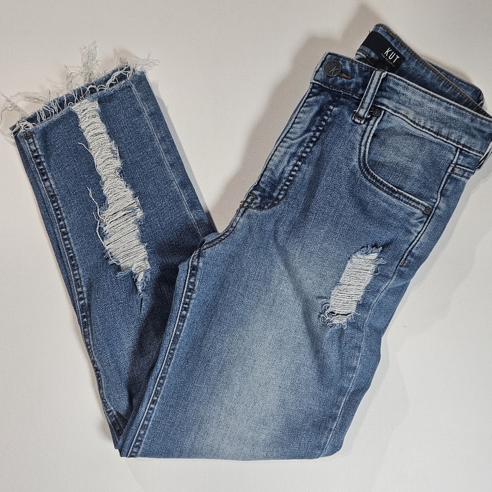 Kut From The Kloth Jeans Womens‎ 2 Elizabeth High Rise Fab Ab Corp Distressed